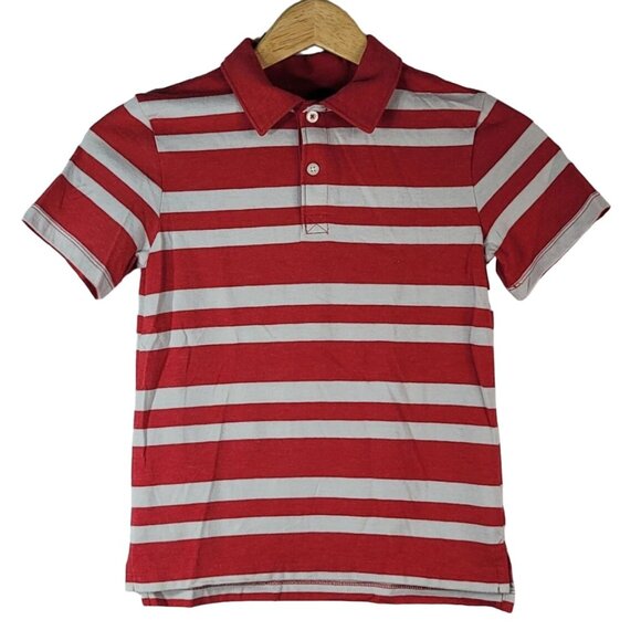2/$15 Cherokee Boys Polo Shirt Red Striped Size 6 Small Short Sleeve Golf Collar - Picture 1 of 8